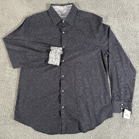 Robert Graham Other - Robert Graham Shirt Mens XL Blue Floral Long Sleeve Flip Cuff‎ Cotton Button Up